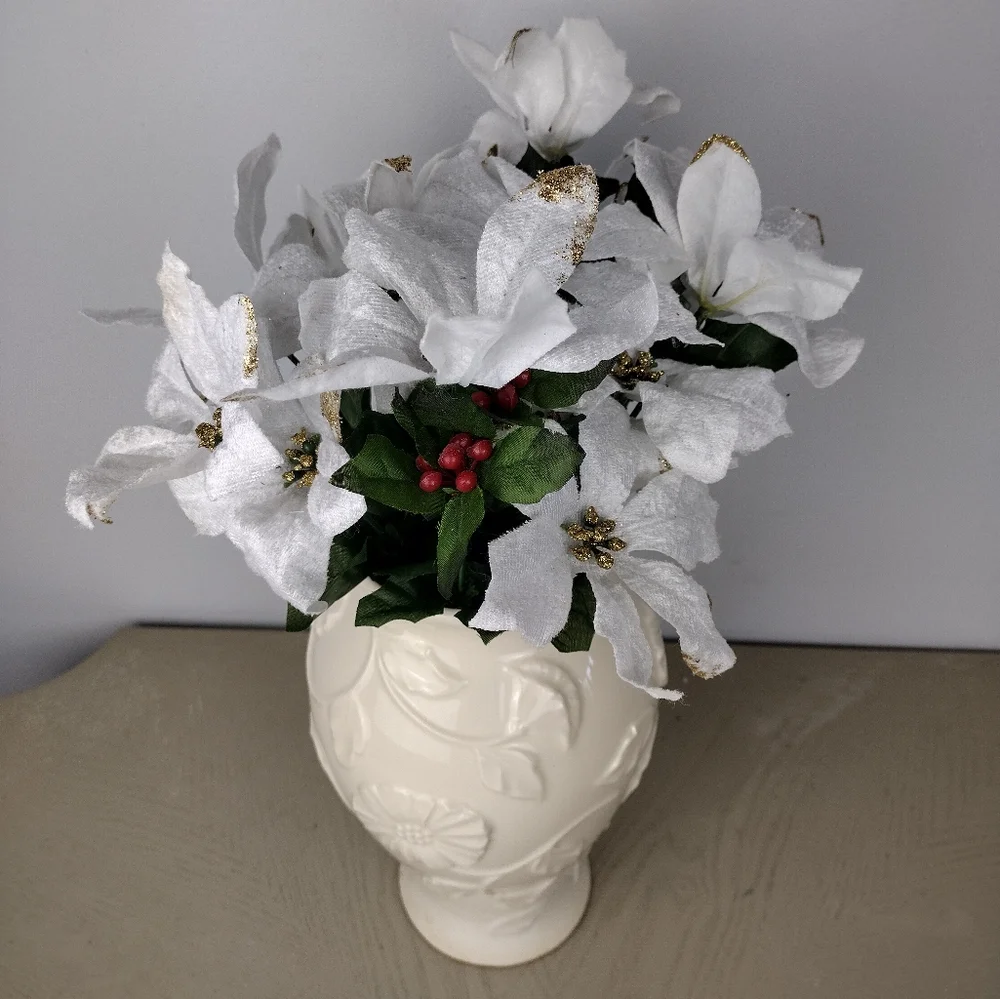 Elegant White and Gold Wintry Floral Arrangement